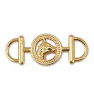 Breloques en m&eacute;tal connecteur rond avec cheval Dor&eacute;
