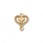 Breloques en m&eacute;tal connecteur coeur avec coeur Dor&eacute;