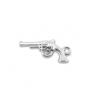 Breloques en m&eacute;tal revolver Argent&eacute;