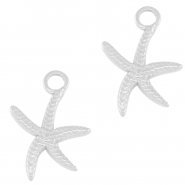 Breloques en acier Inox &eacute;toile de mer Argent&eacute;