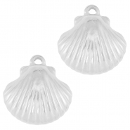 Breloques en acier Inox coquille Argent&eacute;