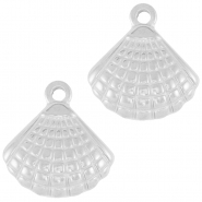 Breloques en acier Inox coquille Argent&eacute;