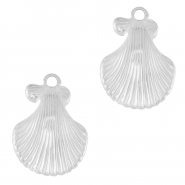 Breloques en acier Inox coquille Argent&eacute;