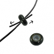 Perles stoppeurs &eacute;maill&eacute;e  10x4mm Noir