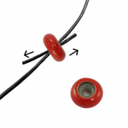 perles stoppeurs &eacute;maill&eacute;e 10x4mm Rouge fonc&eacute;