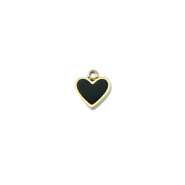 Breloques en acier Inox coeur Dor&eacute;-noir
