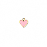 Breloques en acier Inox coeur Dor&eacute;-rose