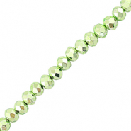 Perles &agrave; facettes 4x3mm disque Vert m&eacute;tallique
