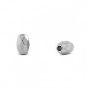 Perles en acier inox facettes ovale Argent&eacute;