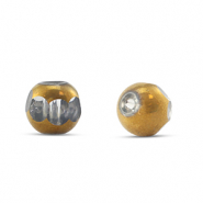 Perles en verre rond Gris transparent-dor&eacute;