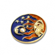 Broches soleil, lune & &eacute;toile Dor&eacute;-bleu-orange