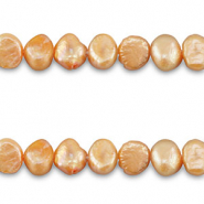 Perles d'eau douce nugget ovale P&ecirc;che-orange