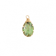 Pendentifs en r&eacute;sine avec imitation de coquille ovale Dor&eacute;-Vert oc&eacute;an