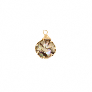 Pendentifs en r&eacute;sine avec imitation de coquille rond Dor&eacute;-taupe