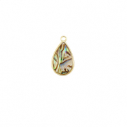 Pendentifs en r&eacute;sine avec imitation de coquille ovale Dor&eacute;-taupe