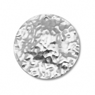 Breloques en acier Inox rond Argent&eacute;