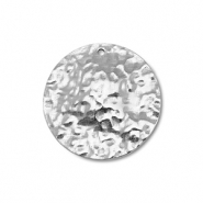 Breloques en acier Inox rond Argent&eacute;