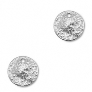 Breloques en acier Inox rond Argent&eacute;