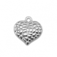 Breloques en acier Inox coeur Argent&eacute;