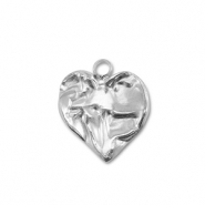 Breloques en acier Inox coeur Argent&eacute;