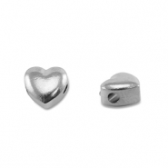Perles en acier Inox coeur Argent&eacute;