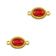 Connecteurs en acier Inox zirconium ovale Dor&eacute;-rouge