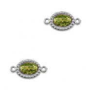 Connecteurs en acier Inox zirconium ovale Argent&eacute;-vert lime