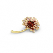 Broches fleur Dor&eacute;-rose clair-rouge