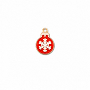 Breloques en m&eacute;tal boule de no&euml;l Dor&eacute;-rouge-blanc