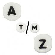 Perles lettres en c&eacute;ramique Blanc-noir