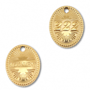 BY31&reg; Breloque en acier Inox num&eacute;ros des anges 222 / alignment Dor&eacute;