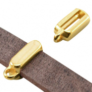 Métal DQ poussoir rectangle avec anneau (pour cuir DQ plat 10mm) Doré (sans nickel)