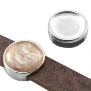 Métal DQ poussoir serti pour cabochon 12mm (pour cuir plat 8mm) Argenté antique (sans nickel)