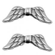 Perles en métal DQ ailes d'anges Argenté antique (sans nickel)