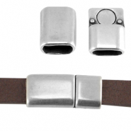 Fermoir aimant&eacute; en m&eacute;tal DQ pour cuir plat 10mm Argent&eacute; antique (sans nickel)