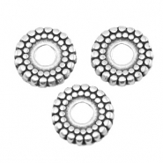 Perles en métal DQ disque 8mm déco argenté antique (sans nickel)