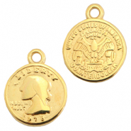 Breloques en m&eacute;tal DQ pi&egrave;ce de monnaie Dor&eacute; (sans nickel)