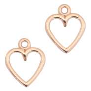Breloques en m&eacute;tal DQ c&oelig;ur ouvert Dor&eacute; ros&eacute; (sans nickel)