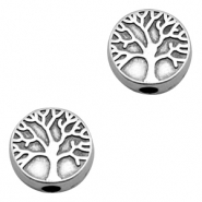 Perles en métal DQ disque arbre Argenté antique (sans nickel)