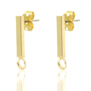 Appr&ecirc;ts en m&eacute;tal DQ puce d'oreille barre 14x2mm Dor&eacute; (sans nickel)
