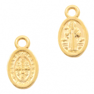 Breloques en m&eacute;tal DQ J&eacute;sus ovale Dor&eacute; (sans nickel)