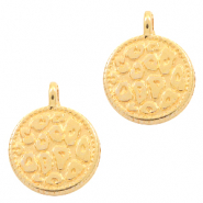 Breloques en m&eacute;tal DQ imprim&eacute; l&eacute;opard 12mm Dor&eacute; (sans nickel)