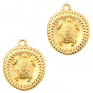 Breloques en m&eacute;tal DQ tortue Dor&eacute; (sans nickel)