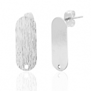 Apprêts en métal DQ puce d'oreille ovale avec anneau Argenté antique (sans nickel)