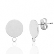 Appr&ecirc;ts en m&eacute;tal DQ puce d'oreille rond 10mm avec anneau Argent&eacute; antique (sans nickel)