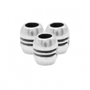 Perles en métal DQ tube stripe Argenté antique (sans nickel)