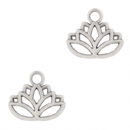 Breloques en m&eacute;tal DQ lotus Argent&eacute; antique (sans nickel)
