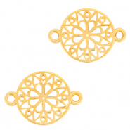 Breloques en m&eacute;tal DQ connecteur fleur rond 15mm Dor&eacute; (sans nickel)