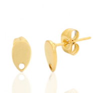 Boucles d'oreilles puces en acier Inox goutte avec anneau Dor&eacute;
