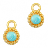 Breloques en m&eacute;tal DQ Bleu turquoise nacr&eacute;-dor&eacute; (sans nickel)